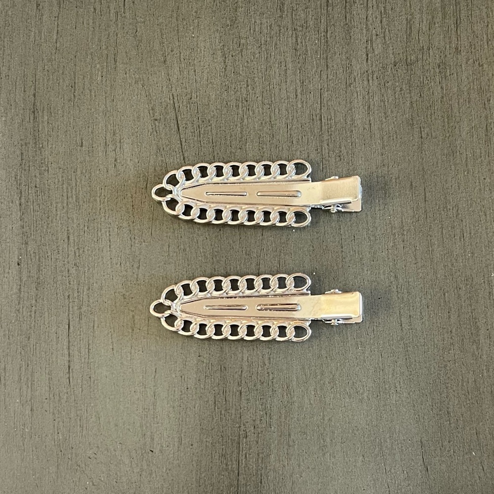Silver Chain Dent-Free Creaseless No Crease Prep Alligator Clip Two 2 Piece Set